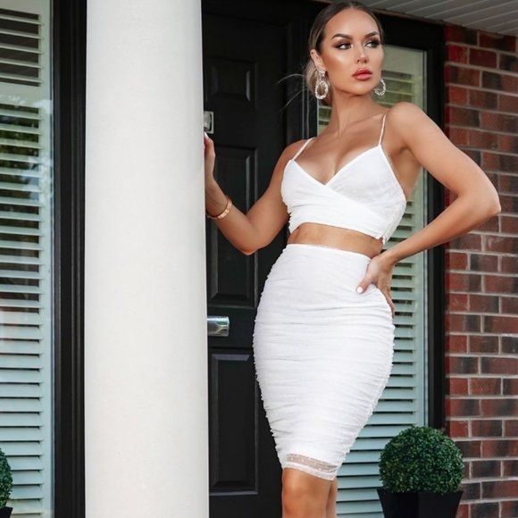 crop top midi skirt set